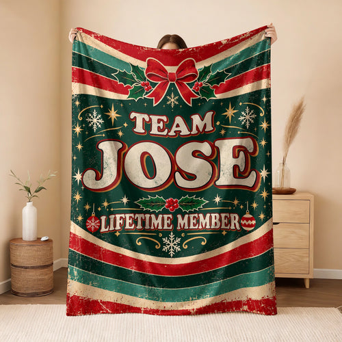 Team Your Name Lifetime Member Christmas Fleece Blanket JOSE 13K1 BK52