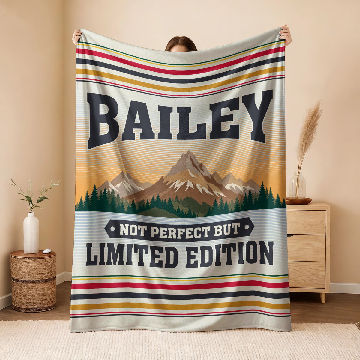 Not Perfect But Limited Edition Vintage Mountain Fleece Blanket BAILEY 13K1 BK45