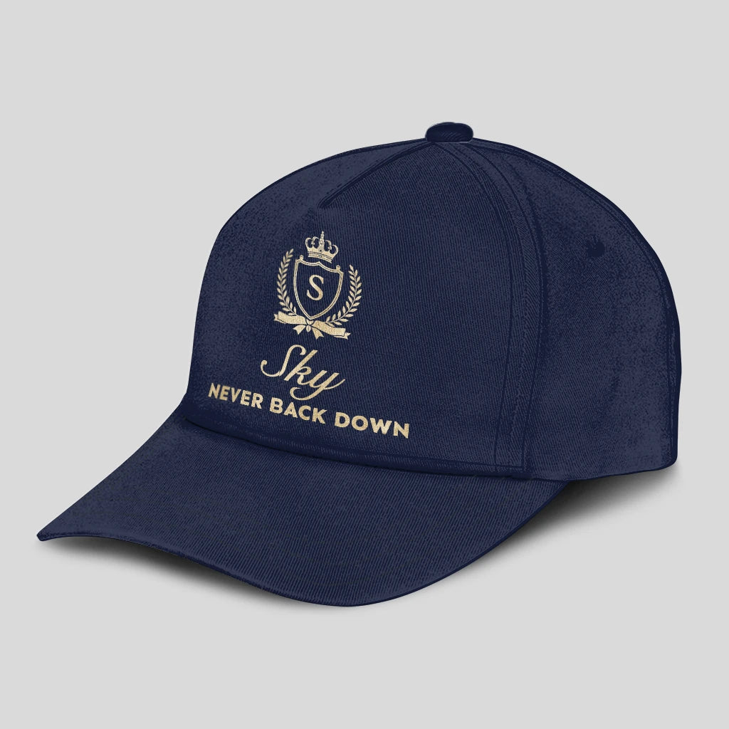 Never Back Down Luxury Crest Navy Cap SKY 13K1 C167PF