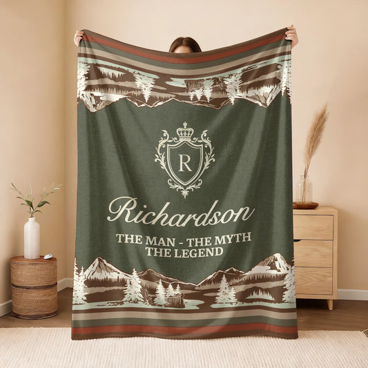 The Man The Myth The Legend Deer In Forest Brown Fleece Blanket RICHARDSON 13K1 BK10