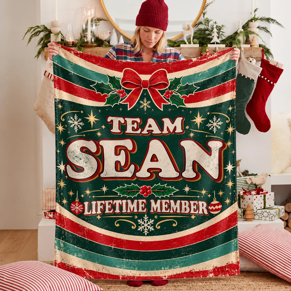 Team Your Name Lifetime Member Christmas Fleece Blanket SEAN 13K1 BK52