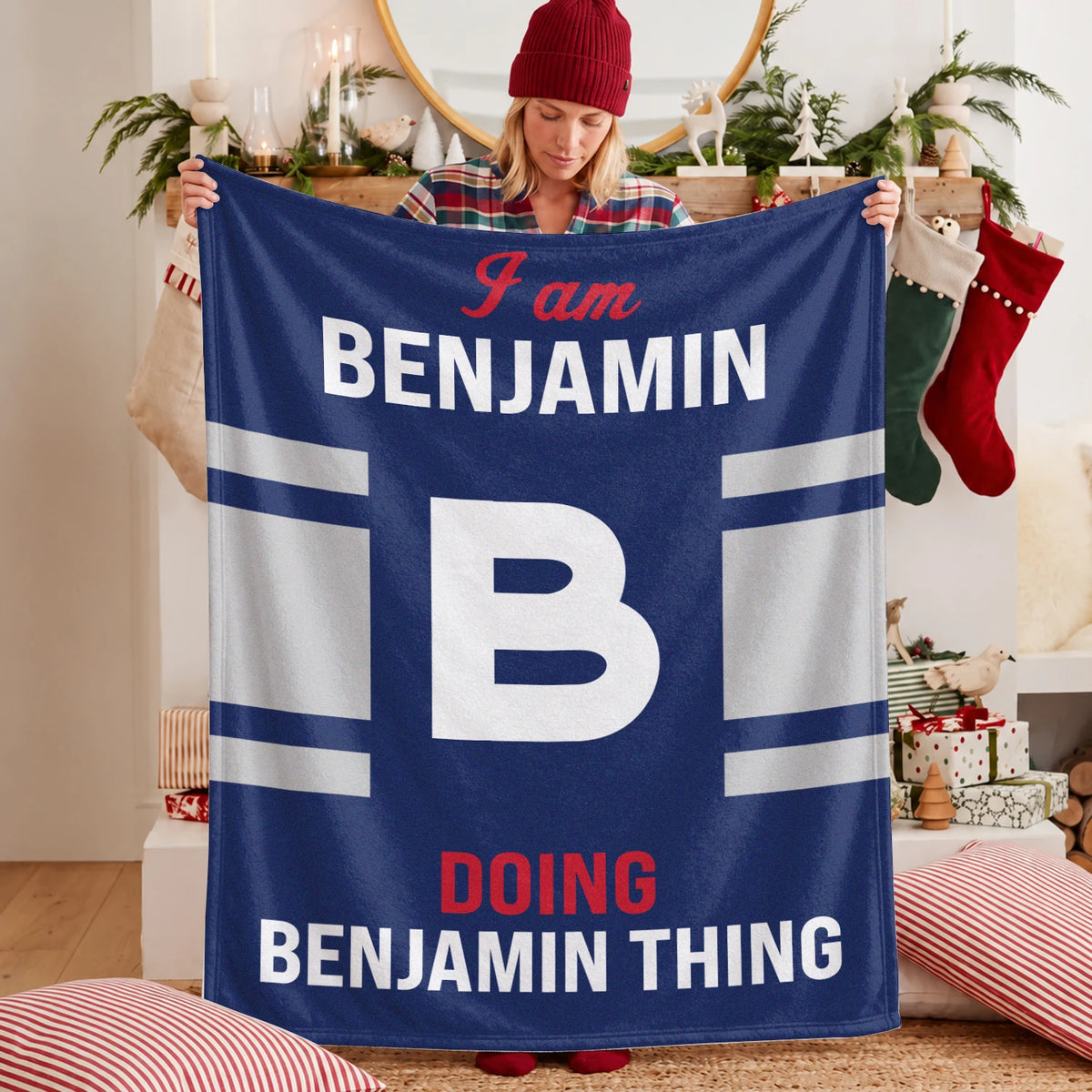 I'm Name Doing Name Things Navy Fleece Blanket BENJAMIN 13K1 BK51