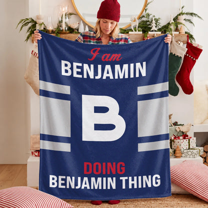 I'm Name Doing Name Things Navy Fleece Blanket BENJAMIN 13K1 BK51
