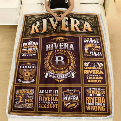 RIVERA Personalized Blanket | Custom Name Cozy Throw Gift 13K1-BK4