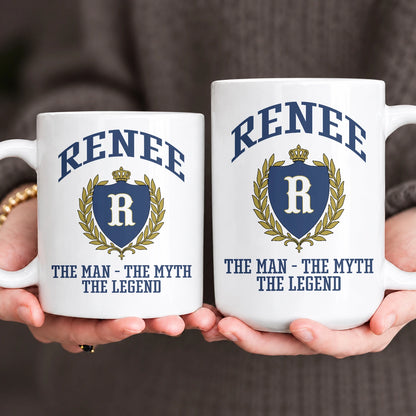 The Man The Myth The Legend Blue And Yellow Logo Mug RENEE 13K1 MG24
