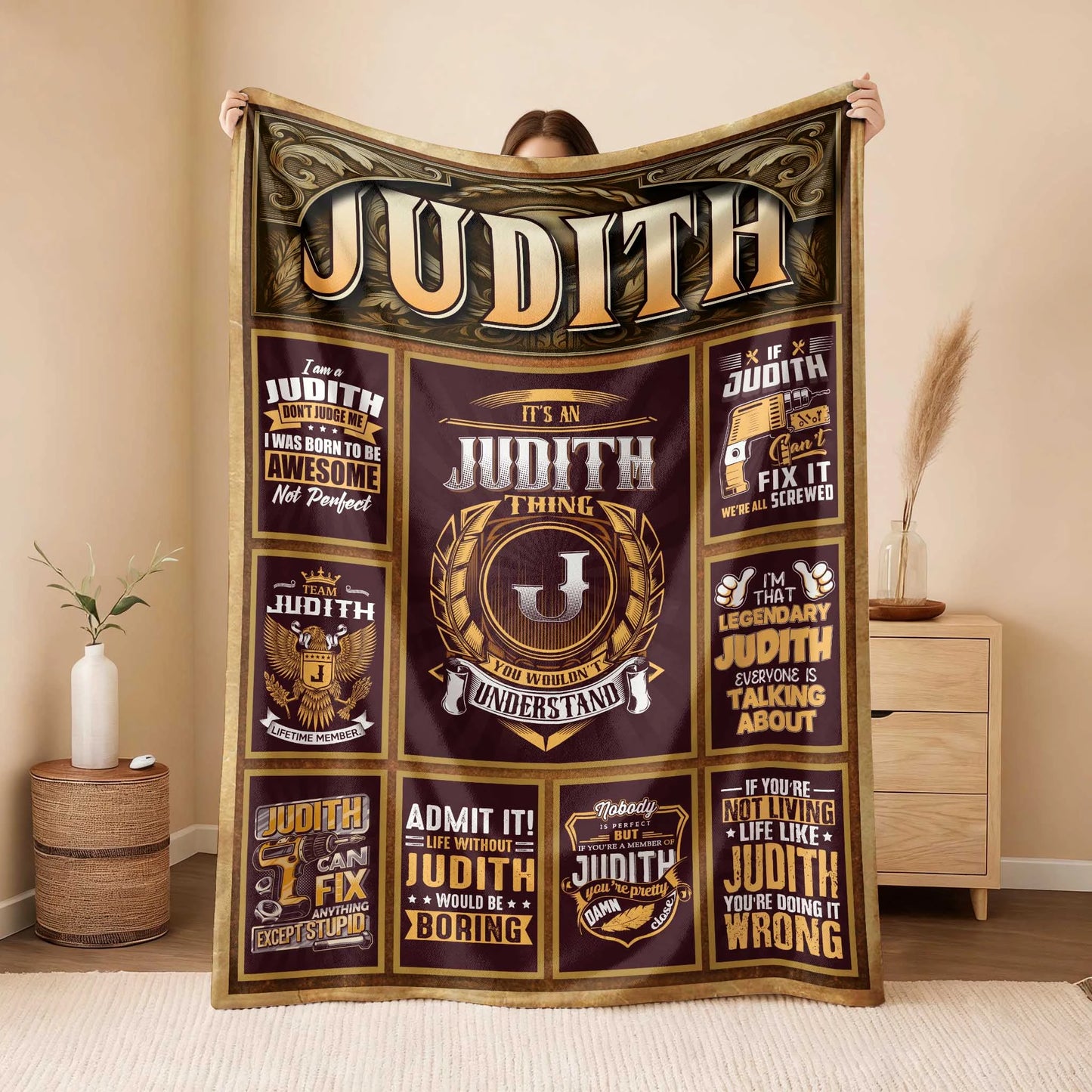 JUDITH Personalized Blanket | Custom Name Cozy Throw Gift 13K1-BK4