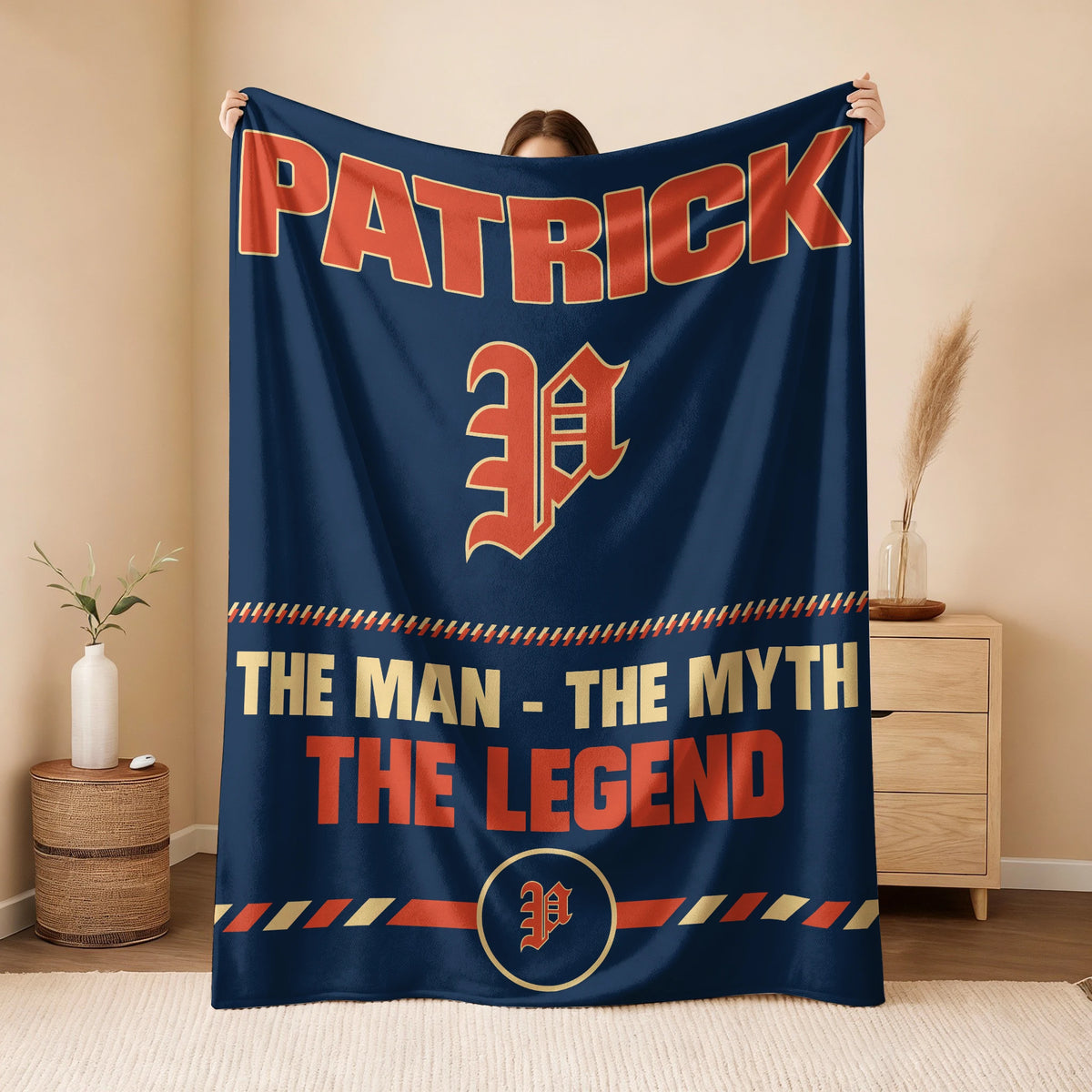 The Man The Myth The Legend Retro Fleece Blanket PATRICK 13K1 BK53
