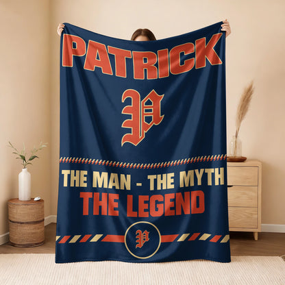 The Man The Myth The Legend Retro Fleece Blanket PATRICK 13K1 BK53