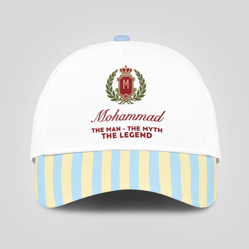 The Man The Myth The Legend Blue And Yellow Striped Beach Cap MOHAMMAD 13K1 C118PF