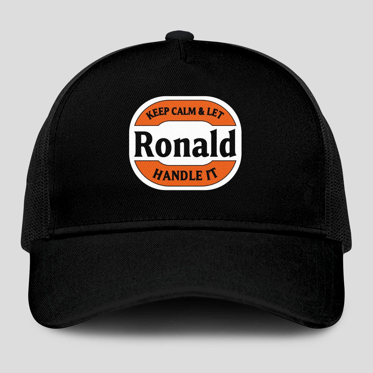 Keep Calm & Let Your Name Handle It Black Mesh Cap RONALD 13K1 C199PF