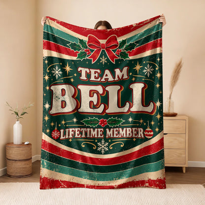 Team Your Name Lifetime Member Christmas Fleece Blanket BELL 13K1 BK52