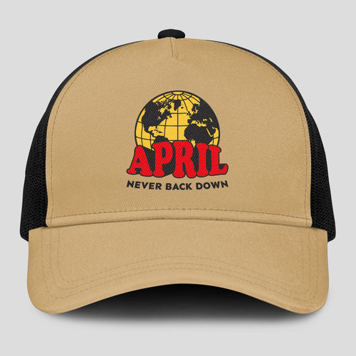 Never Back Down World Logo Khaki Mesh Cap APRIL 13K1 C212PF