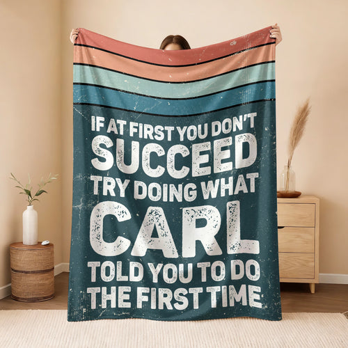 If At First You Don’t Succeed Retro Green Fleece Blanket CARL 13K1 BK29
