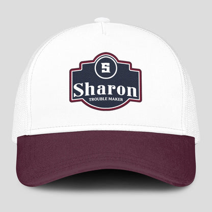 Trouble Maker Burgundy And White Funny Mesh Cap SHARON 13K1 C201PF