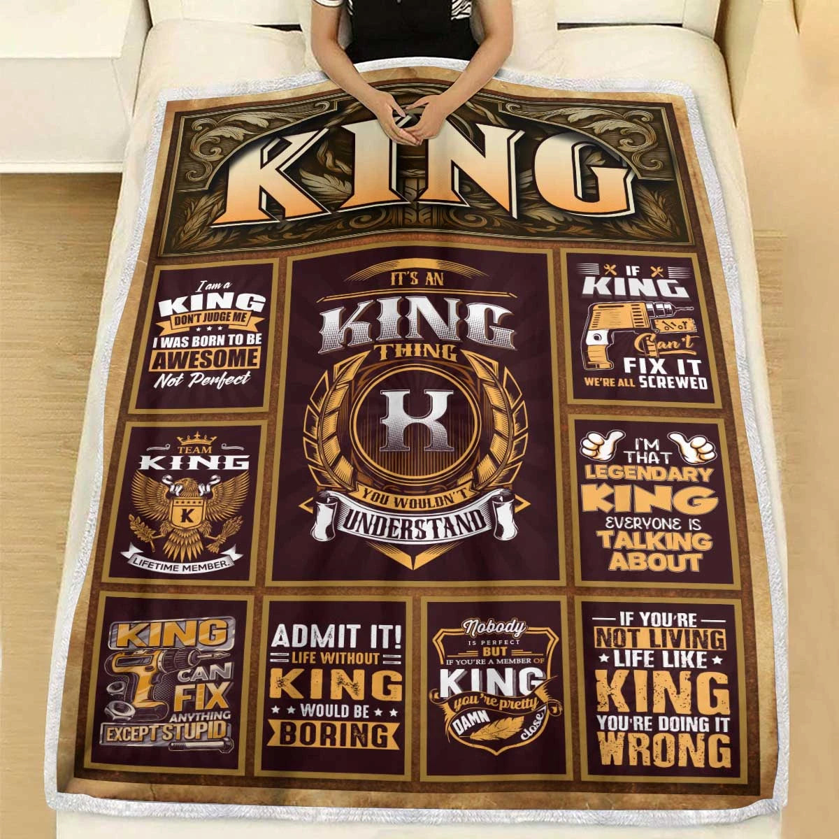 KING Personalized Blanket | Custom Name Cozy Throw Gift 13K1-BK4