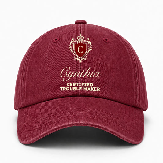 Certified Trouble Maker Royal Burgundy Washed Cap CYNTHIA 13K1 C139PF