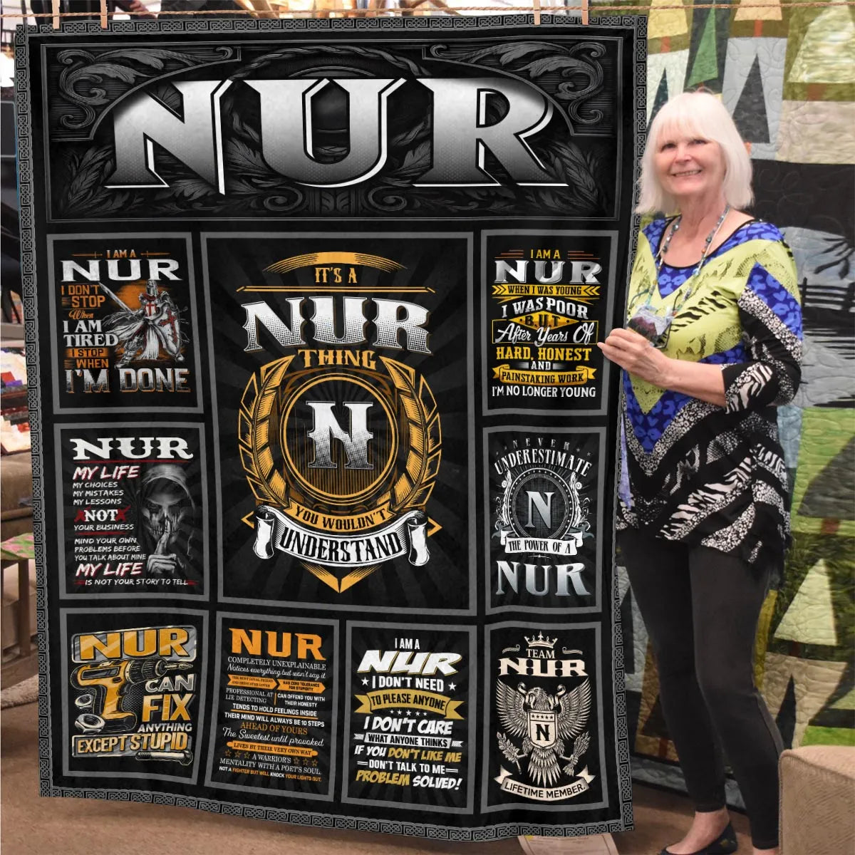 NUR Personalized Blanket | Custom Name Cozy Throw Gift 13K2-BK2
