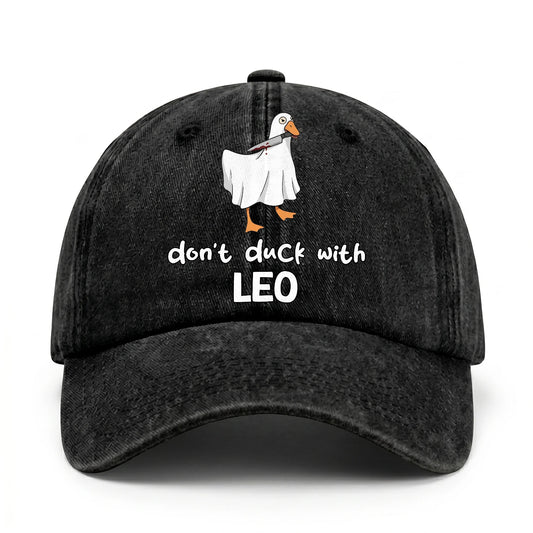 Don't Duck With Your Name Funny Washed Cap LEO 13K1 C129PF