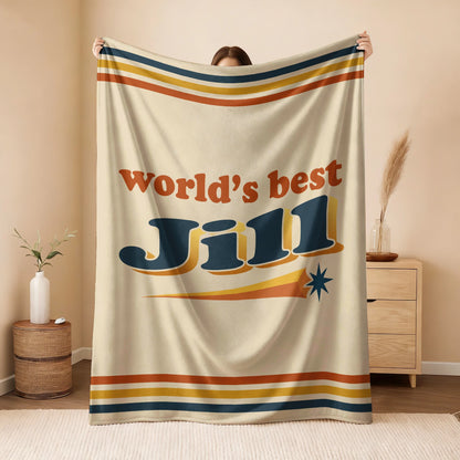 World's Best Your Name Retro Fleece Blanket JILL 13K1 BK64