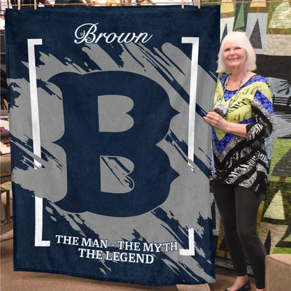 The Man The Myth The Legend Navy Baseball Fleece Blanket BROWN 13K1 BK17