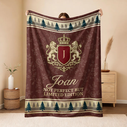 Not Perfect But Limited Edition Burgundy Pine Tree Fleece Blanket JOAN 13K1 BK41