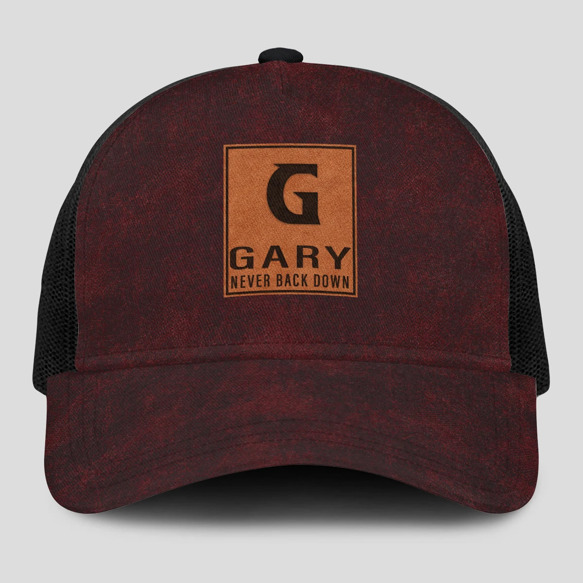 Never Back Down Burgundy And Black Mesh Cap GARY 13K1 C208PF