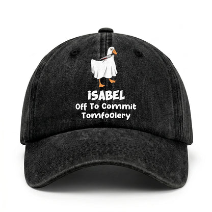 Off To Commit Tomfoolery Funny Goose Washed Cap ISABEL 13K1 C131PF