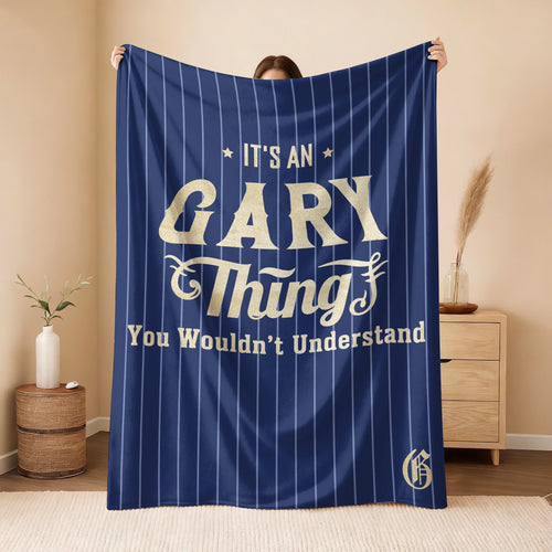 Your Name Thing Striped Blue Fleece Blanket GARY 13K1 BK23