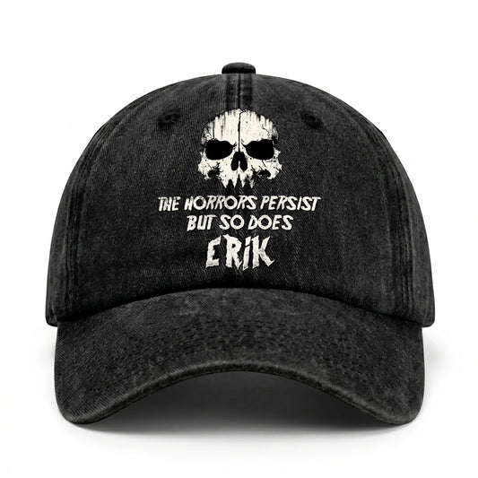 The Horrors Persist But So Does Your Name Cool Skull Washed Cap ERIK 13K1 C134PF
