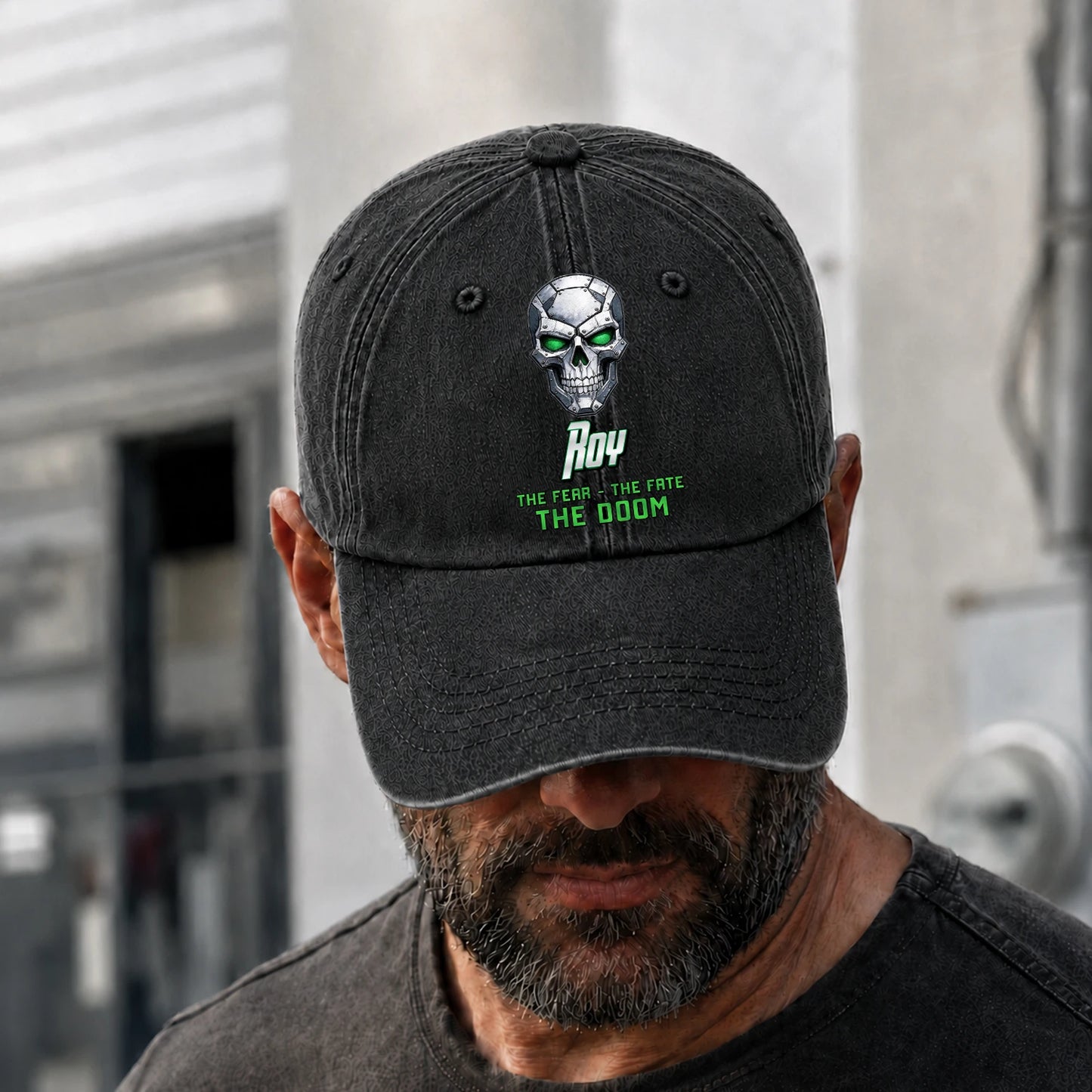 The Fear The Fate The Doom Skull Washed Cap ROY 13K1 C99PF