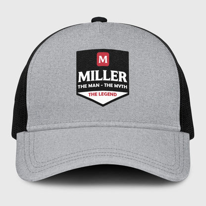 The Man The Myth The Legend Gray Mesh Cap MILLER 13K1 C189PF