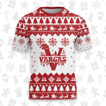 VARGAS Personalized Christmas T-Shirt Pajama Set - Holiday Gift Outfit 13K1-CR2