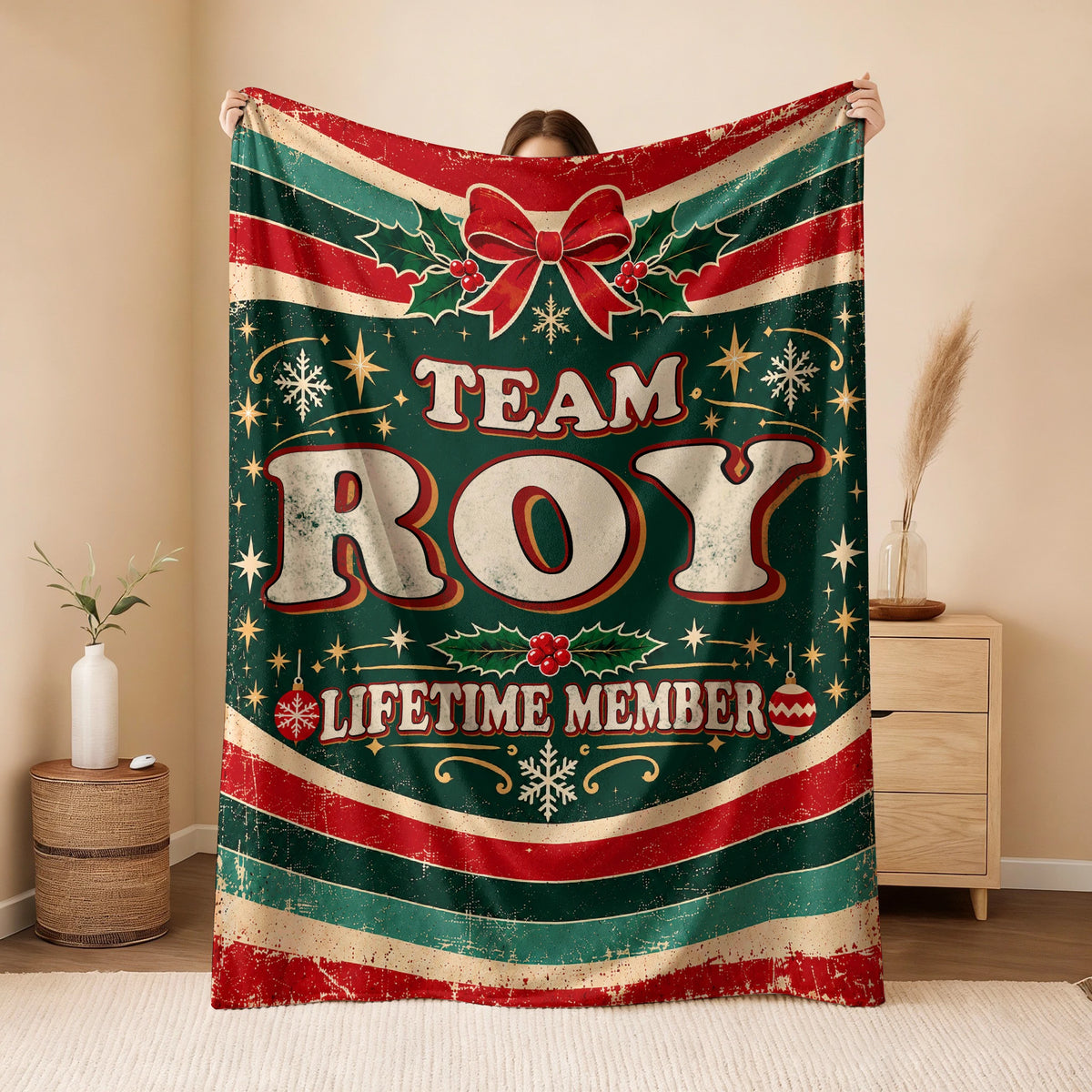 Team Your Name Lifetime Member Christmas Fleece Blanket ROY 13K1 BK52
