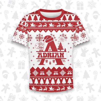 ADRIAN Personalized Christmas T-Shirt Pajama Set - Holiday Gift Outfit 13K1-CR2