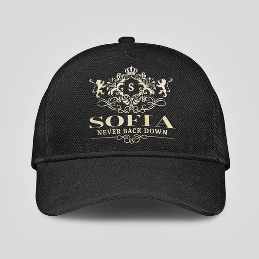 Never Back Down Royal Style Black Cap SOFIA 13K1 C179PF