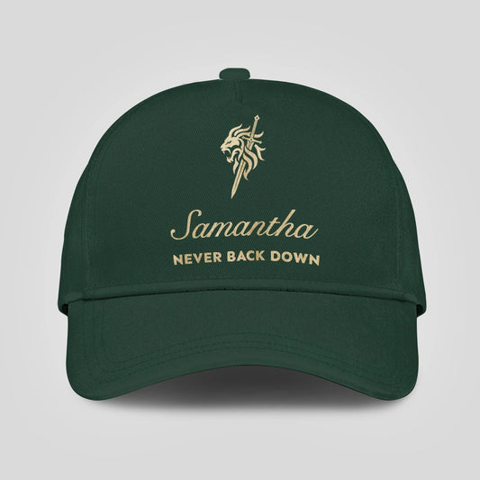 Never Back Down Lion And Sword Sage Green Cap SAMANTHA 13K1 C178PF