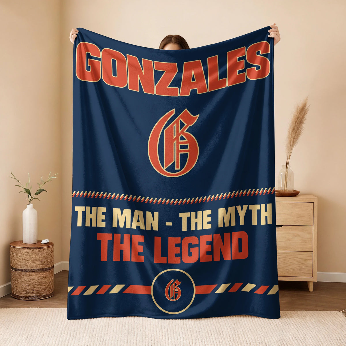 The Man The Myth The Legend Retro Fleece Blanket GONZALES 13K1 BK53