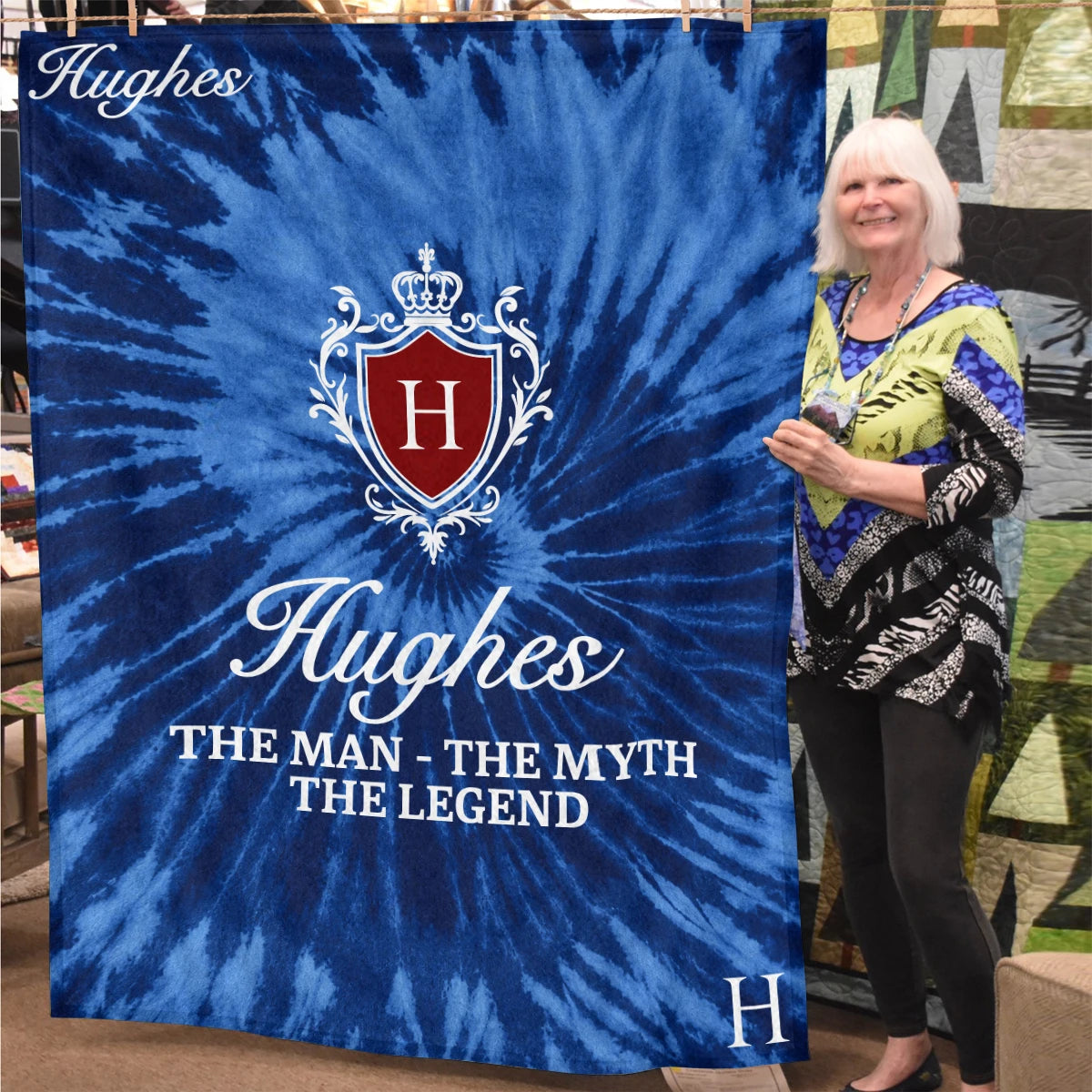 The Man The Myth The Legend Blue Waves Fleece Blanket HUGHES 13K1 BK11