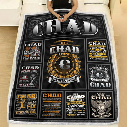 CHAD Personalized Blanket | Custom Name Cozy Throw Gift 13K1-BK2
