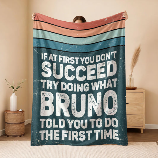If At First You Don’t Succeed Retro Green Fleece Blanket BRUNO 13K1 BK29