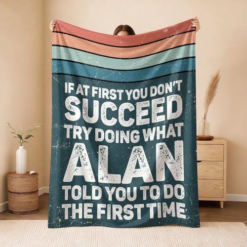 If At First You Don’t Succeed Retro Green Fleece Blanket ALAN 13K1 BK29