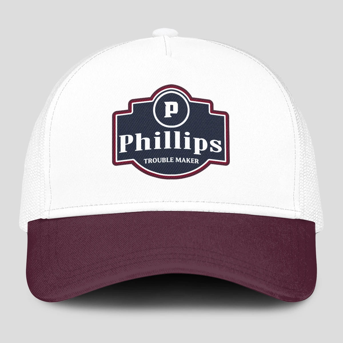 Trouble Maker Burgundy And White Funny Mesh Cap PHILLIPS 13K1 C201PF