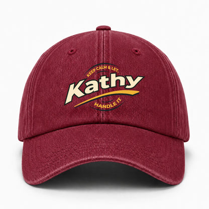 Keep Calm & Let Your Name Handle It Burgundy Washed Cap KATHY 13K1 C105PF