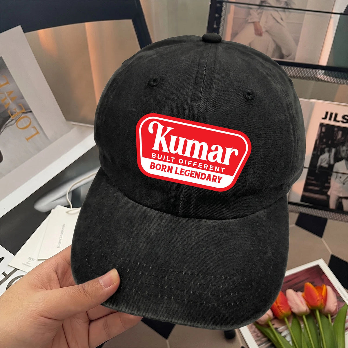 Built Different Born Legendary Red Logo Washed Cap KUMAR 13K1 C63PF