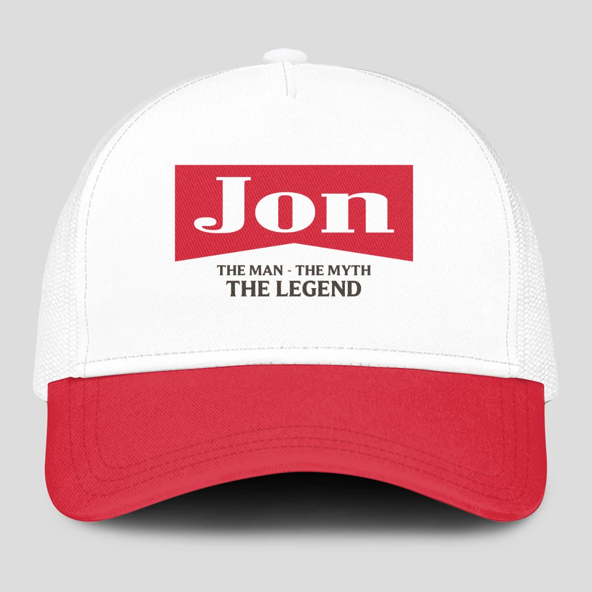 The Man The Myth The Legend Red And White Mesh Cap JON 13K1 C197PF
