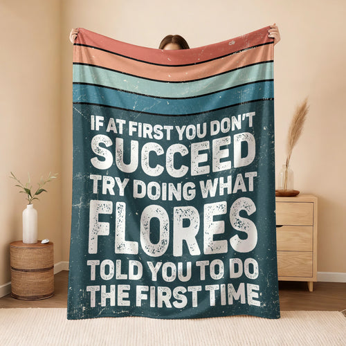 If At First You Don’t Succeed Retro Green Fleece Blanket FLORES 13K1 BK29