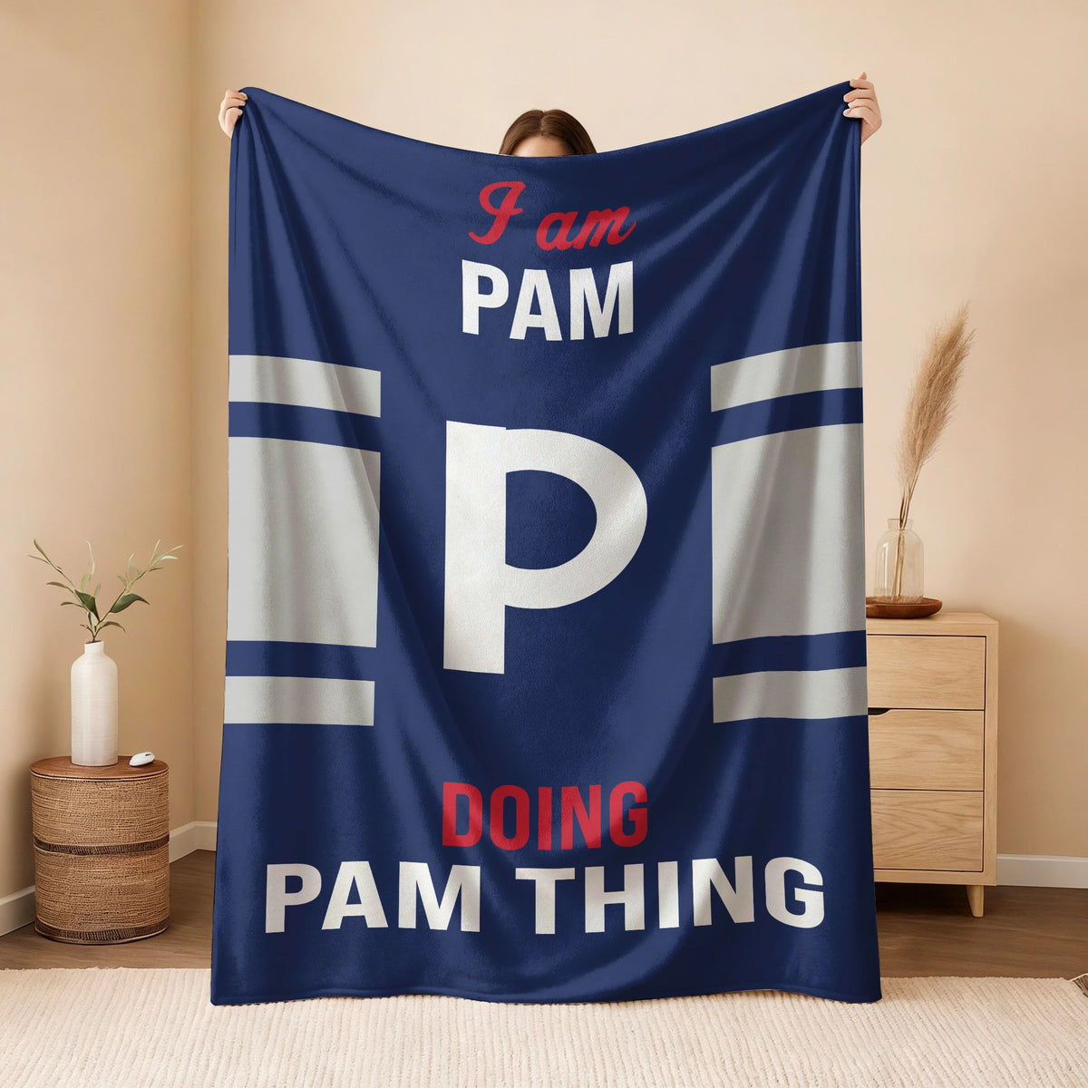 I'm Name Doing Name Things Navy Fleece Blanket PAM 13K1 BK51