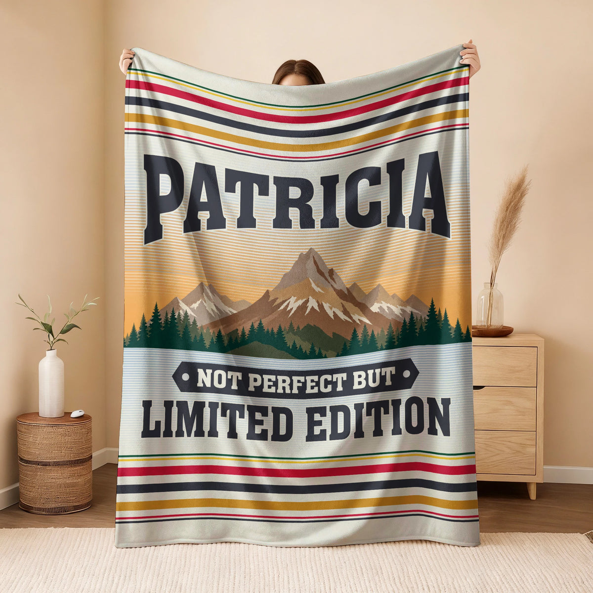 Not Perfect But Limited Edition Vintage Mountain Fleece Blanket PATRICIA 13K1 BK45