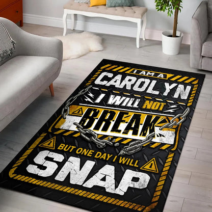 CAROLYN Motivational Rug – Black & Yellow Quote Carpet for Living Room 13K1-AR1