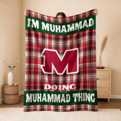 I'm Name Doing Name Things Red Plaid Fleece Blanket MUHAMMAD 13K1 BK49